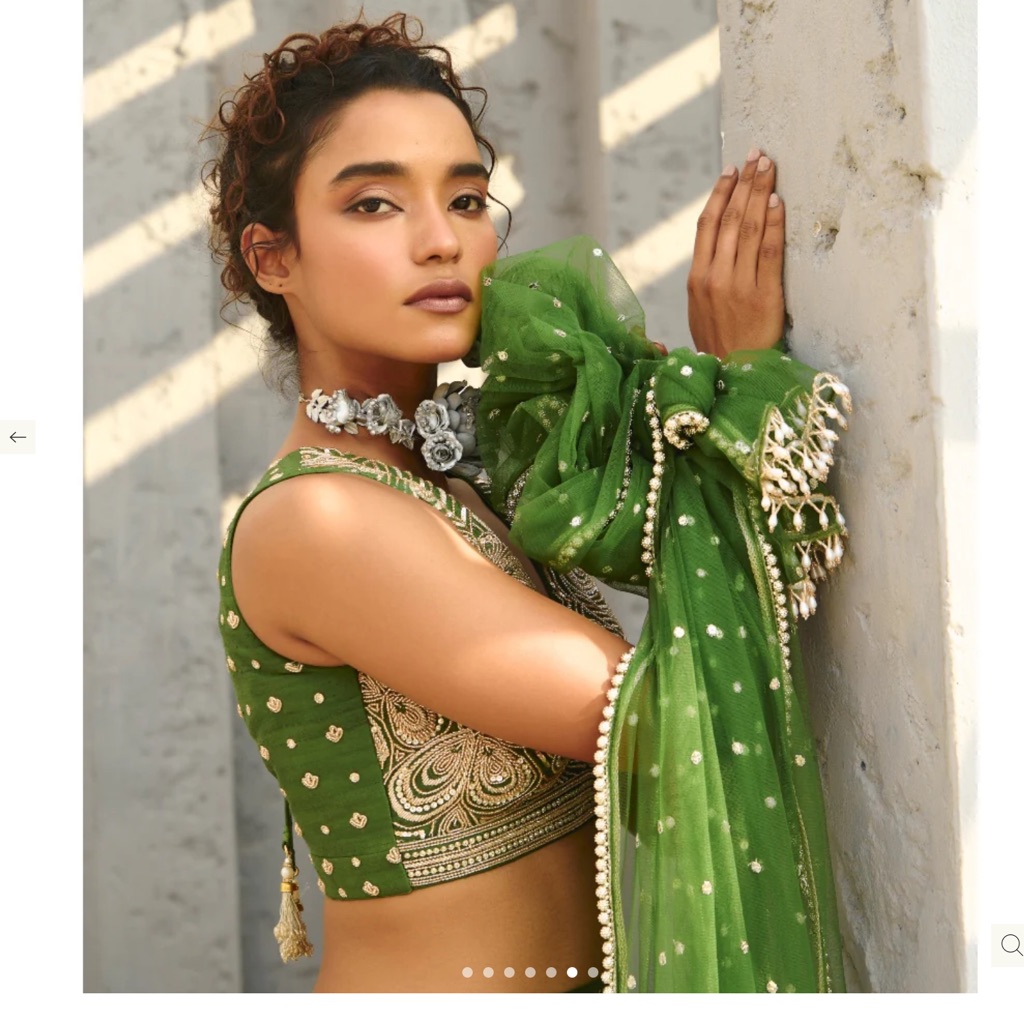 Green Embellished Indian Crop Top With Sheer Dupatta/Indian Pakistani Lengha Fr